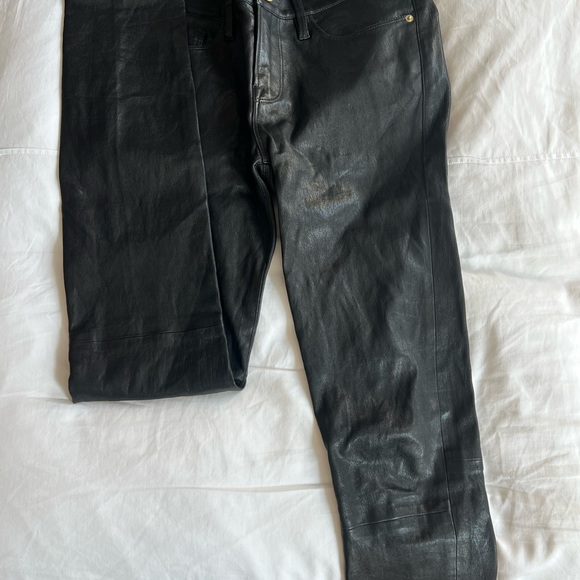 Frame Denim Shiny Black Leather Pants - Picture 4 of 11